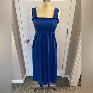 Old Navy Royal Blue Smocked Midi Dress